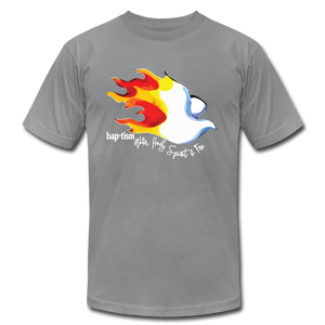Baptism Water Holy Spirit Fire Unisex Jersey T-Shirt by Bella + Canvas - slate