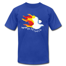 Load image into Gallery viewer, Baptism Water Holy Spirit Fire Unisex Jersey T-Shirt by Bella + Canvas - royal blue
