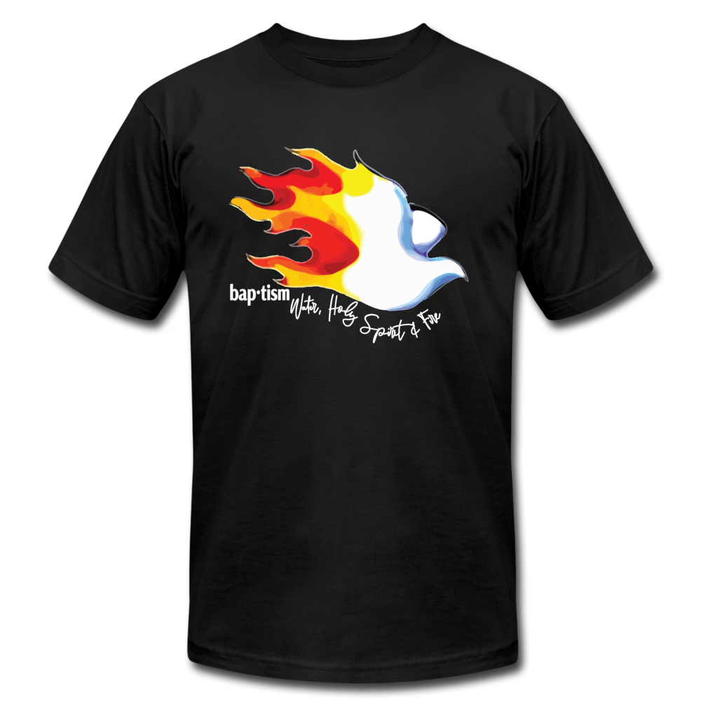 Baptism Water Holy Spirit Fire Unisex Jersey T-Shirt by Bella + Canvas - black