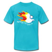 Load image into Gallery viewer, Baptism Water Holy Spirit Fire Unisex Jersey T-Shirt by Bella + Canvas - turquoise
