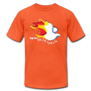 Baptism Water Holy Spirit Fire Unisex Jersey T-Shirt by Bella + Canvas - orange