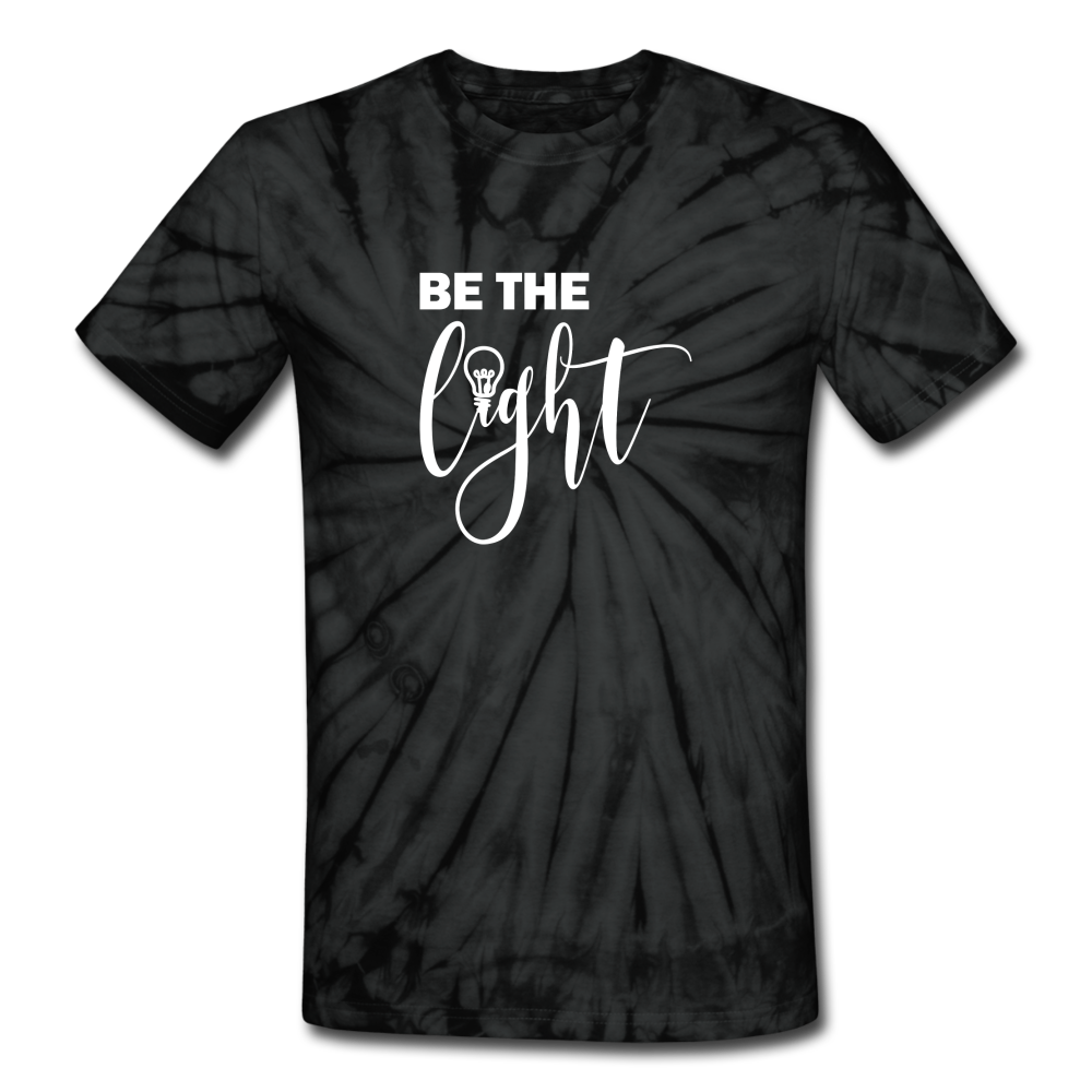 Be the Light Unisex Tie Dye T-Shirt - spider black