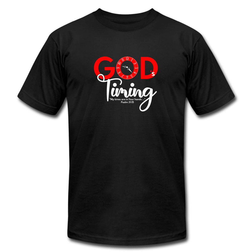 God's Timing Unisex Jersey T-Shirt by Bella + Canvas - black