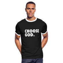 Load image into Gallery viewer, Choose God Men&#39;s Ringer T-Shirt - black/white

