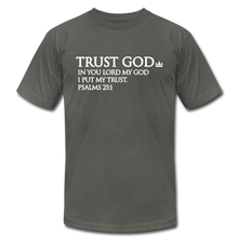 Load image into Gallery viewer, Trust God Unisex Jersey T-Shirt by Bella + Canvas - asphalt

