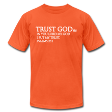 Load image into Gallery viewer, Trust God Unisex Jersey T-Shirt by Bella + Canvas - orange
