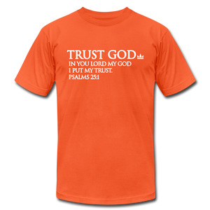 Trust God Unisex Jersey T-Shirt by Bella + Canvas - orange