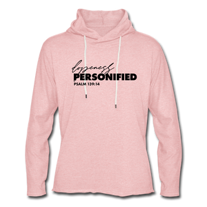 Unisex Lightweight Terry Hoodie - cream heather pink
